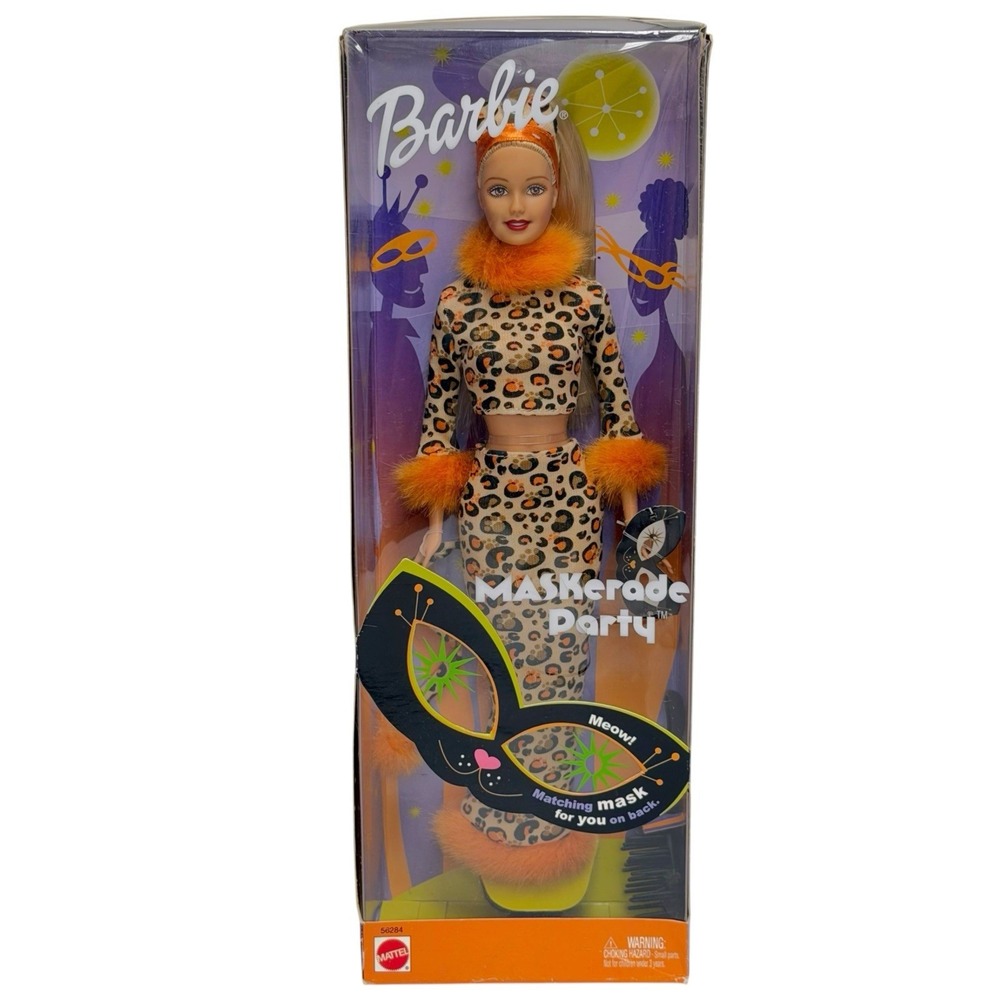 Vintage 2002 Barbie Doll Masquerade Party Cheetah Halloween Costume NIB